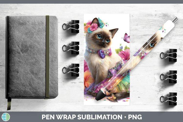 Cats Rainbow Summer Siamese Cat Pen Wrap Sublimation Pen Des