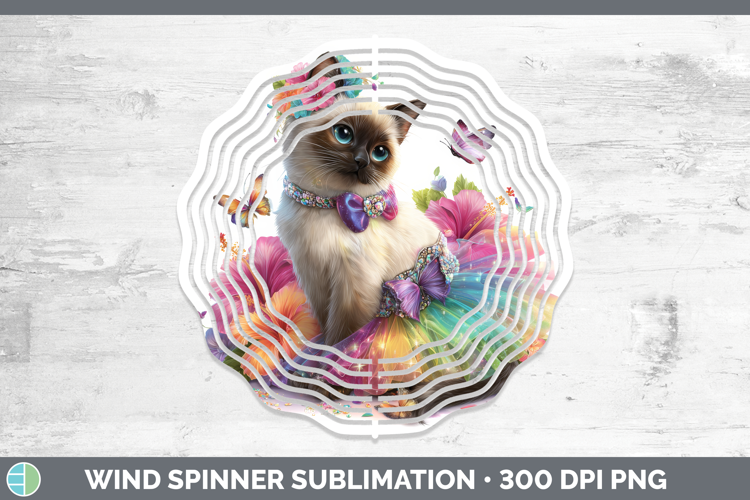 Cats Rainbow Summer Siamese Cat Wind Spinner Sublimation Spi