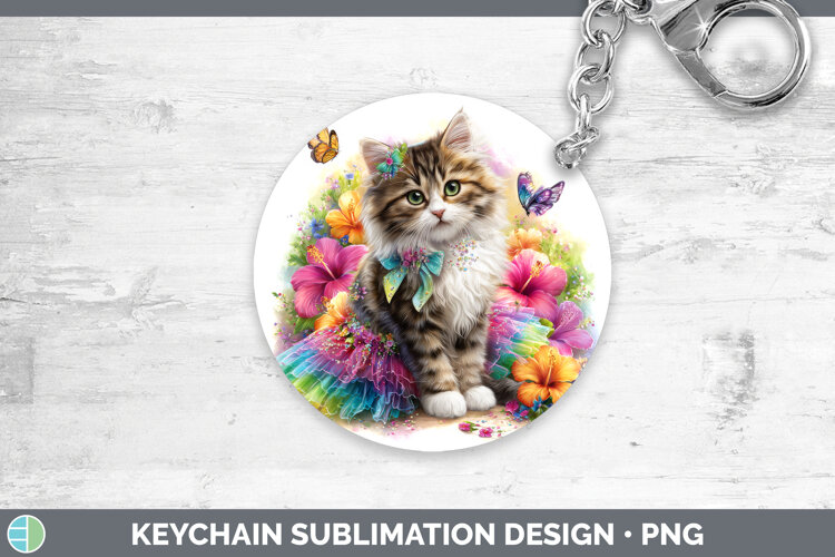 GorgeousCats Rainbow Summer Keychain design.