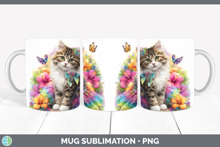Cats Rainbow Summer Siberian Cat Mug Wrap Sublimation Coffee