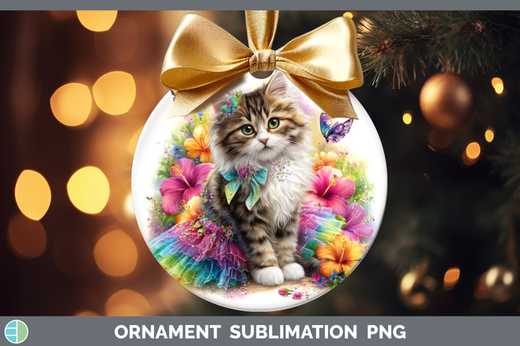 Cats Rainbow Summer Siberian Cat Ornament Sublimation Bauble