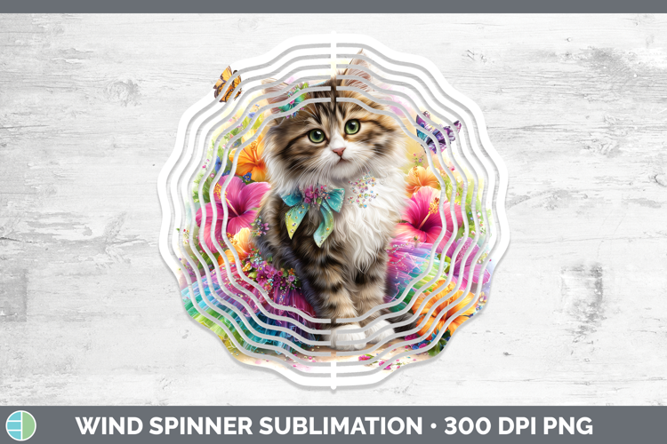 Cats Rainbow Summer Siberian Cat Wind Spinner Sublimation Sp