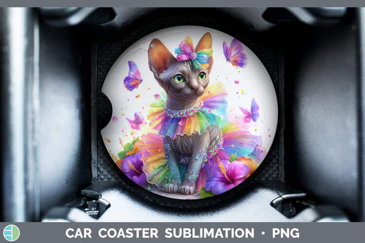 GorgeousCats Rainbow Summer Car Coaster design.