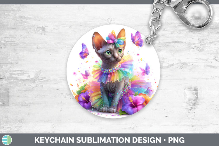 GorgeousCats Rainbow Summer Keychain design.
