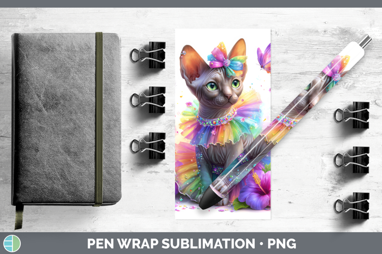 Cats Rainbow Summer Sphynx Cat Pen Wrap Sublimation Pen Desi