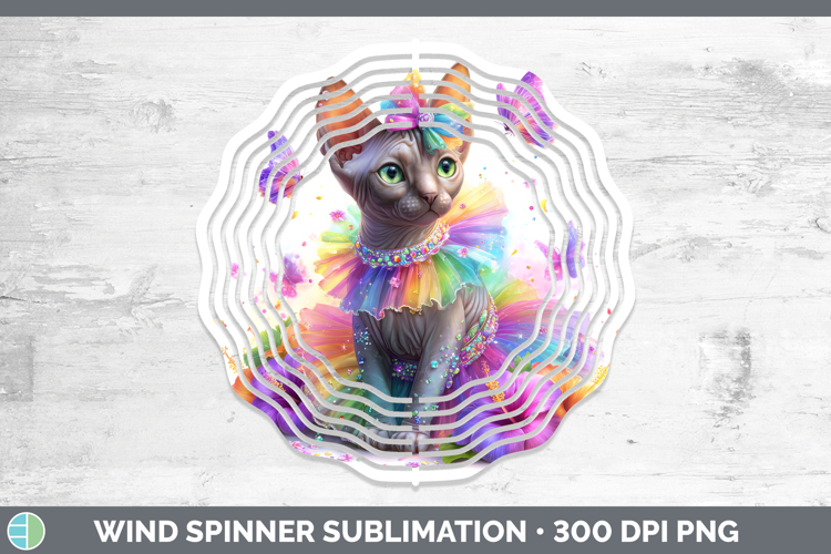 Cats Rainbow Summer Sphynx Cat Wind Spinner Sublimation Spin