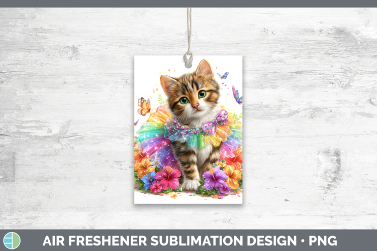 Cats Rainbow Summer Tabby Cat Air Freshener Sublimation Car
