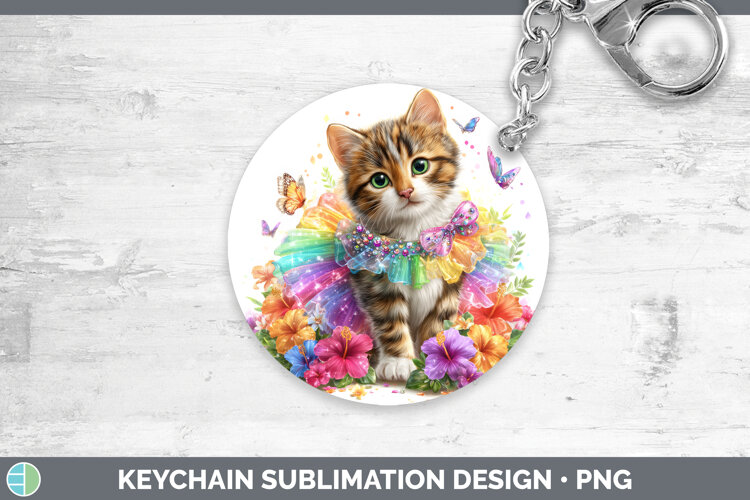 GorgeousCats Rainbow Summer Keychain design.