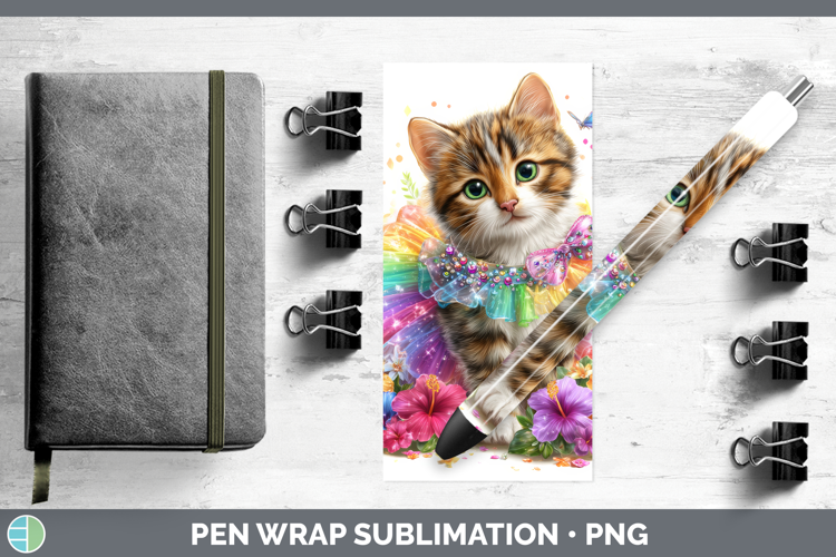 Cats Rainbow Summer Tabby Cat Pen Wrap Sublimation Pen Desig