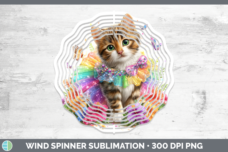 Cats Rainbow Summer Tabby Cat Wind Spinner Sublimation Spinn