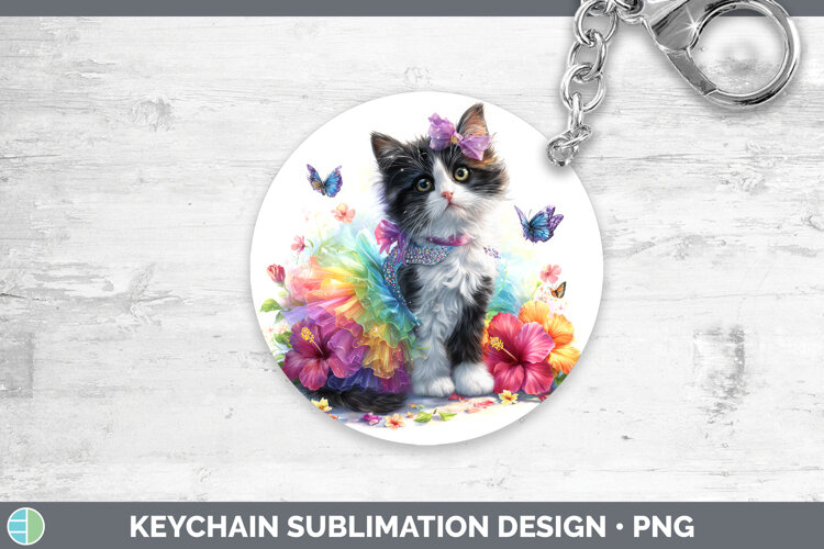 GorgeousCats Rainbow Summer Keychain design.