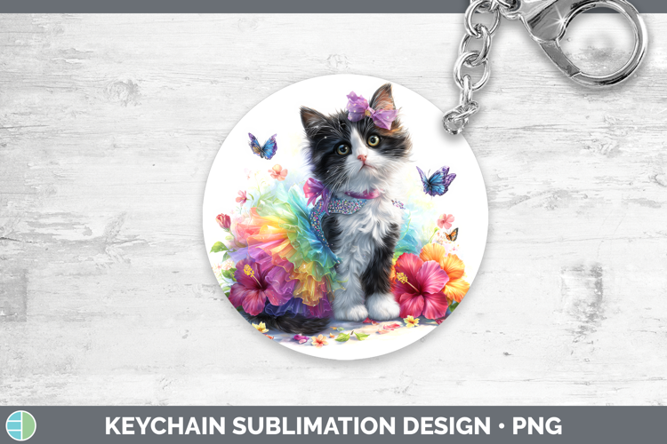 Cats Rainbow Summer Tortoiseshell Cat Keychain Sublimation K
