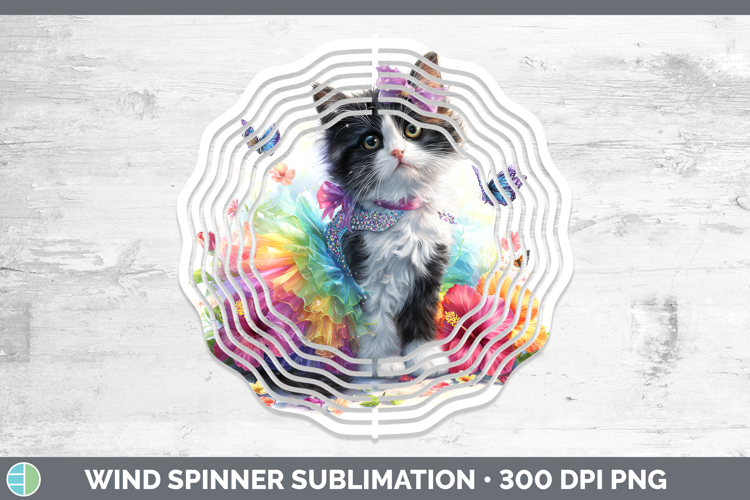 Cats Rainbow Summer Tortoiseshell Cat Wind Spinner Sublimati