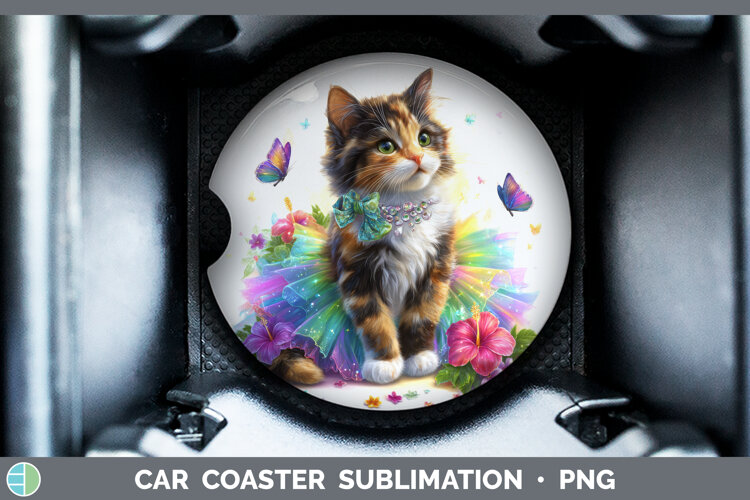 GorgeousCats Rainbow Summer Car Coaster design.