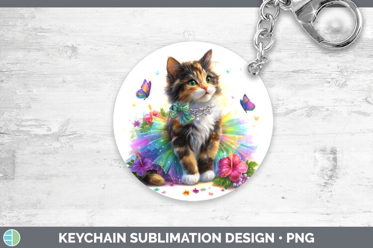 GorgeousCats Rainbow Summer Keychain design.