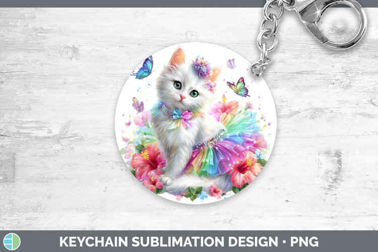 GorgeousCats Rainbow Summer Keychain design.