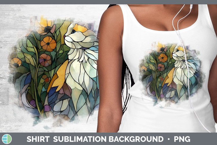 Angora Cat Shirt Cats Stained Glass Wild Flowers Sublimation