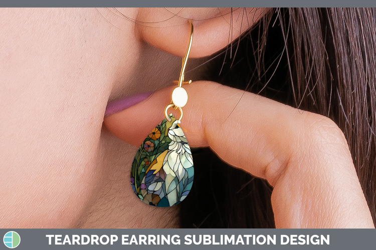 Angora Cat Teardrop Earrings Cats Stained Glass Wild Flowers