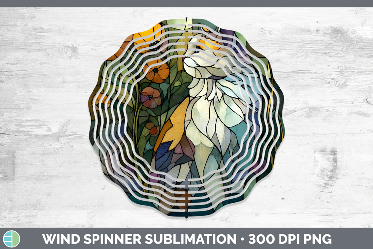 Angora Cat Wind Spinner Cats Stained Glass Wild Flowers Subl