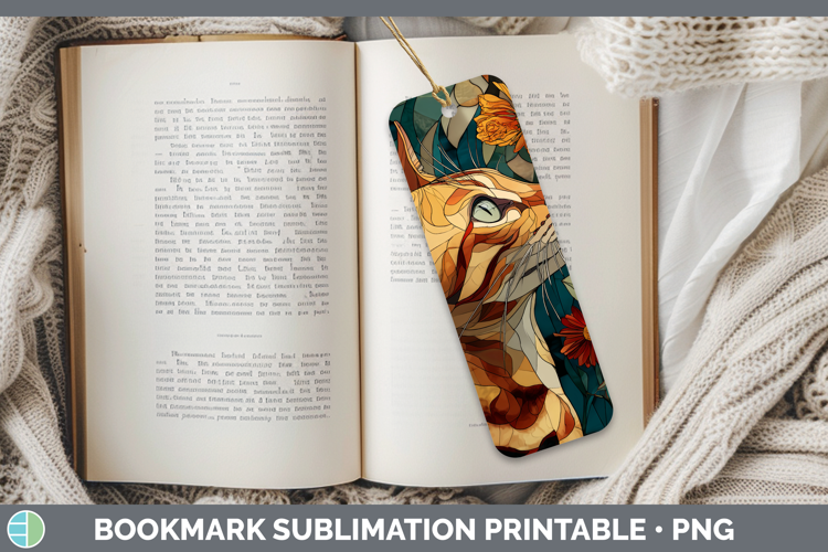 Bengal Cat Bookmark Cats Stained Glass Wild Flowers Sublimat