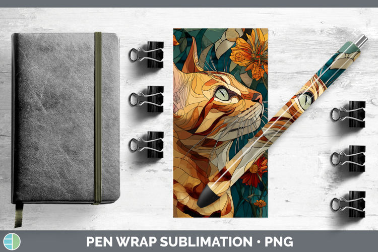 Bengal Cat Pen Wrap Cats Stained Glass Wild Flowers Sublimat