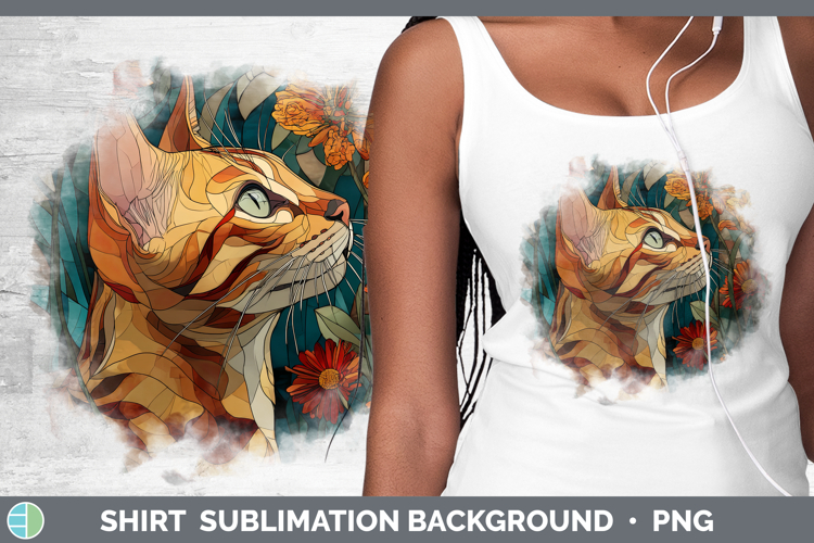 Bengal Cat Shirt Cats Stained Glass Wild Flowers Sublimation