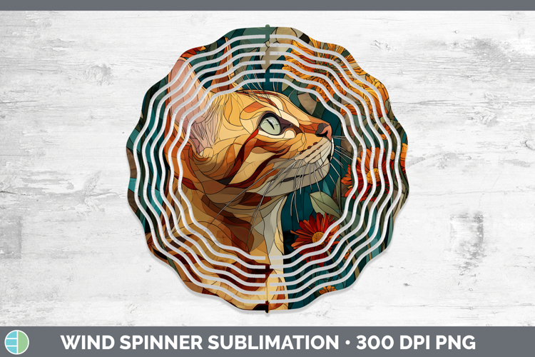 Bengal Cat Wind Spinner Cats Stained Glass Wild Flowers Subl