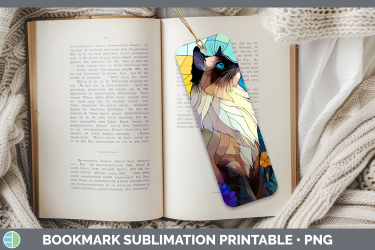 Birman Cat Bookmark Cats Stained Glass Wild Flowers Sublimat