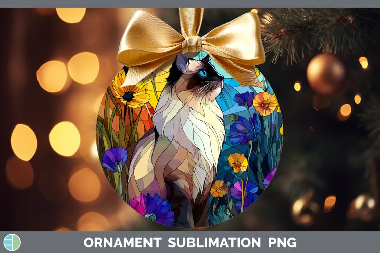 Birman Cat Ornament Cats Stained Glass Wild Flowers Sublimat