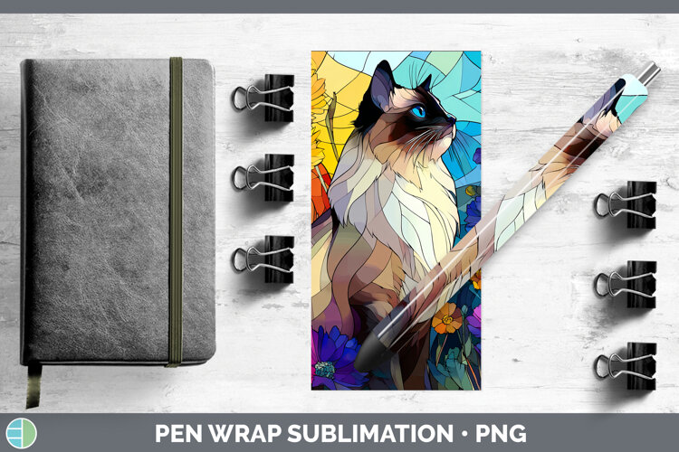 GorgeousCats Stained Glass Wild Flowers Pen Wrap design.