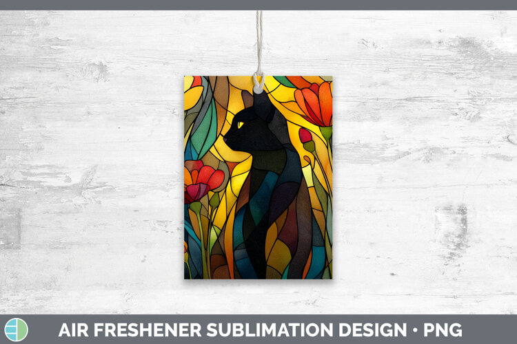 GorgeousCats Stained Glass Wild Flowers Air Freshener design.