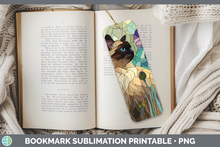 Himalayan Cat Bookmark Cats Stained Glass Wild Flowers Subli