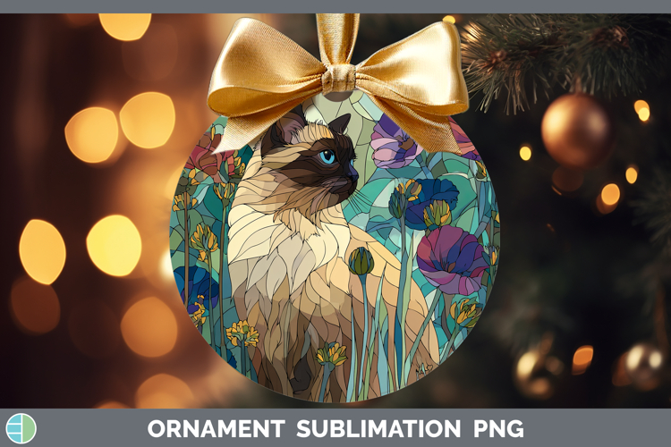 Himalayan Cat Ornament Cats Stained Glass Wild Flowers Subli