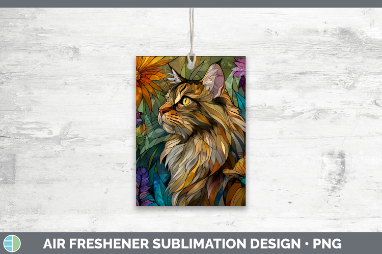 Maine Coon Cat Air Freshener Cats Stained Glass Wild Flowers