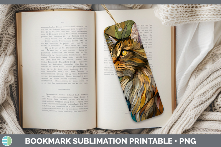 Maine Coon Cat Bookmark Cats Stained Glass Wild Flowers Subl