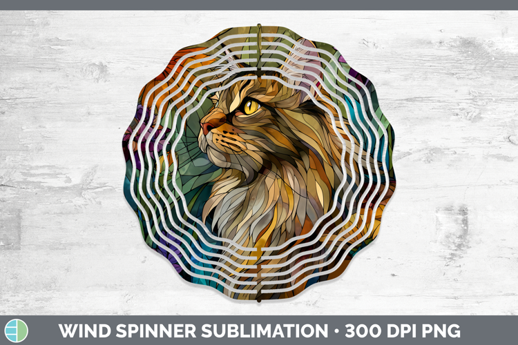 Maine Coon Cat Wind Spinner Cats Stained Glass Wild Flowers