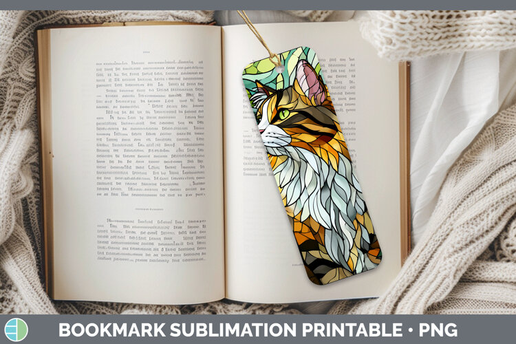 GorgeousCats Stained Glass Wild Flowers Bookmark design.