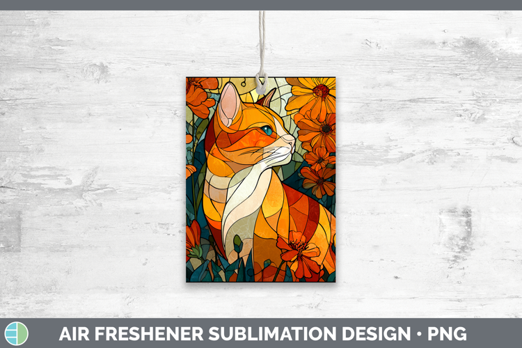 Orange Cat Air Freshener Cats Stained Glass Wild Flowers Sub