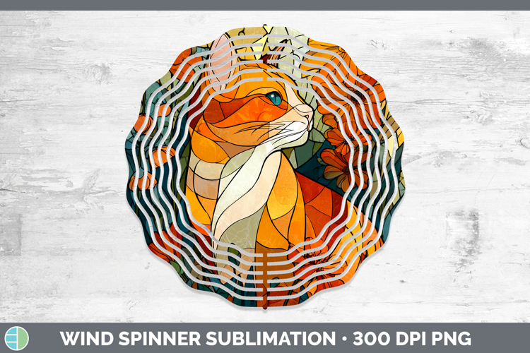 Orange Cat Wind Spinner Cats Stained Glass Wild Flowers Subl