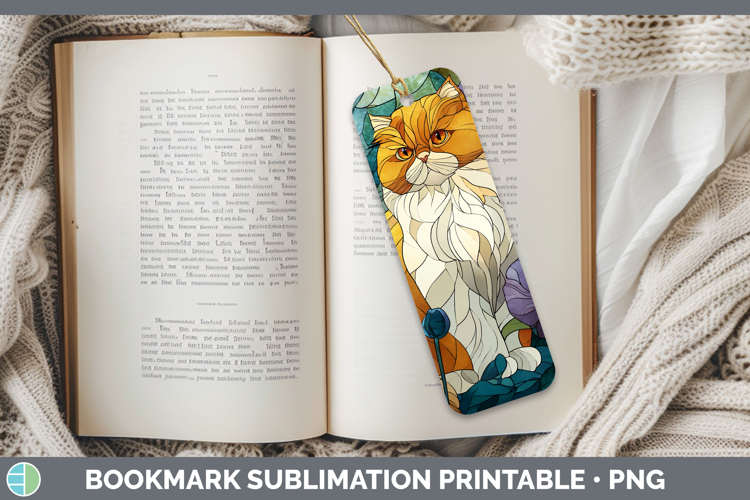 Persian Cat Bookmark Cats Stained Glass Wild Flowers Sublima