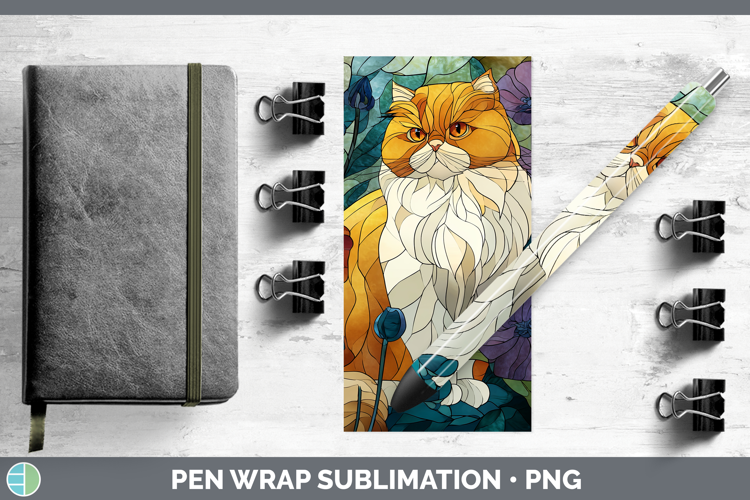 Persian Cat Pen Wrap Cats Stained Glass Wild Flowers Sublima