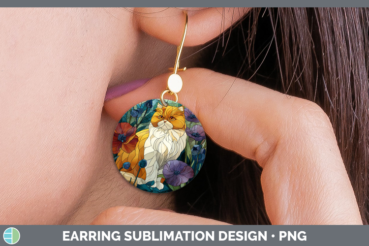 GorgeousCats Stained Glass Wild Flowers Round Earrings design.