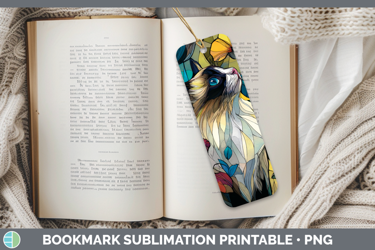 Ragdoll Cat Bookmark Cats Stained Glass Wild Flowers Sublima