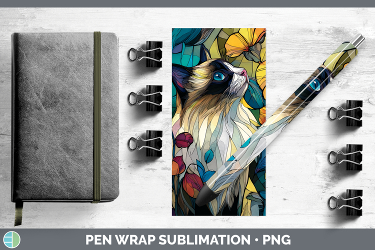 GorgeousCats Stained Glass Wild Flowers Pen Wrap design.