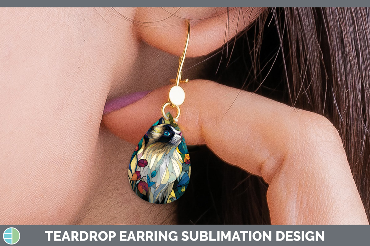 Ragdoll Cat Teardrop Earrings Cats Stained Glass Wild Flower