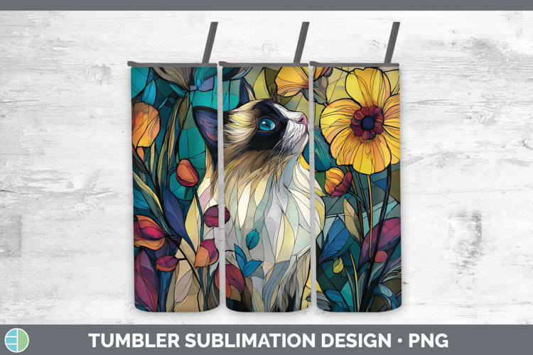 GorgeousCats Stained Glass Wild Flowers Tumbler design.
