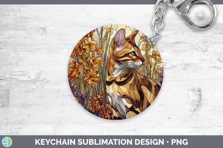 GorgeousCats Stained Glass Wild Flowers Keychain design.