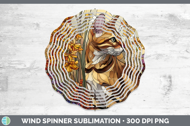 Savannah Cat Wind Spinner Cats Stained Glass Wild Flowers Su