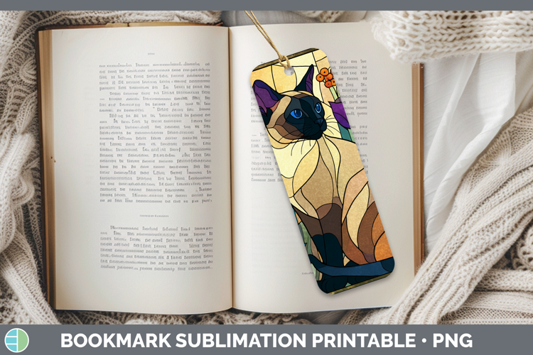 Siamese Cat Bookmark Cats Stained Glass Wild Flowers Sublima
