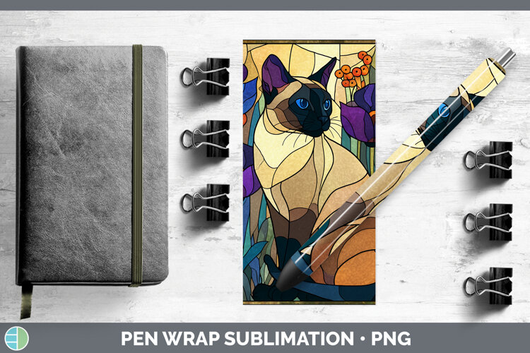 GorgeousCats Stained Glass Wild Flowers Pen Wrap design.